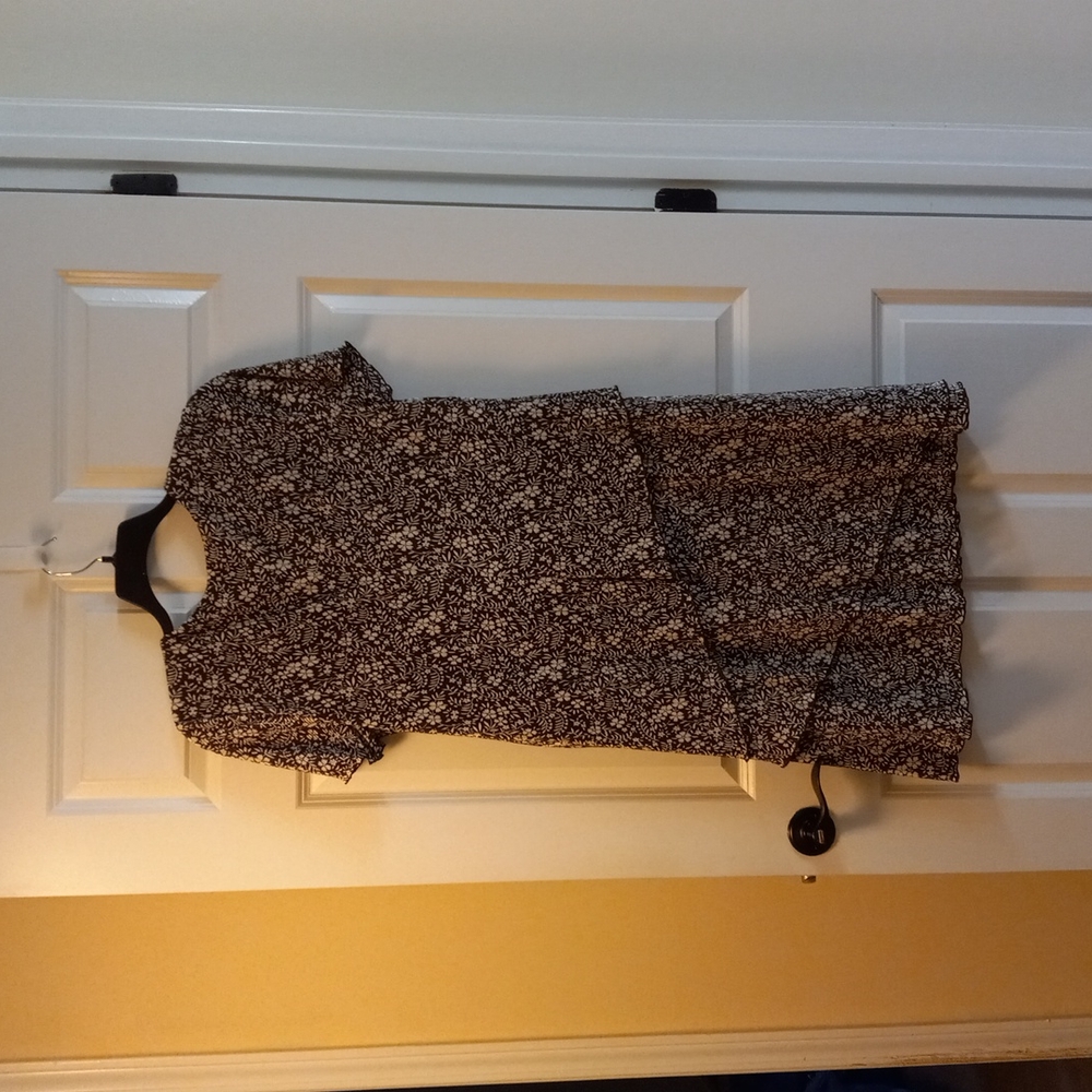 Connected Apparel Brown and White Short Sleeve Dress Size 16 - Picture 2 of 3